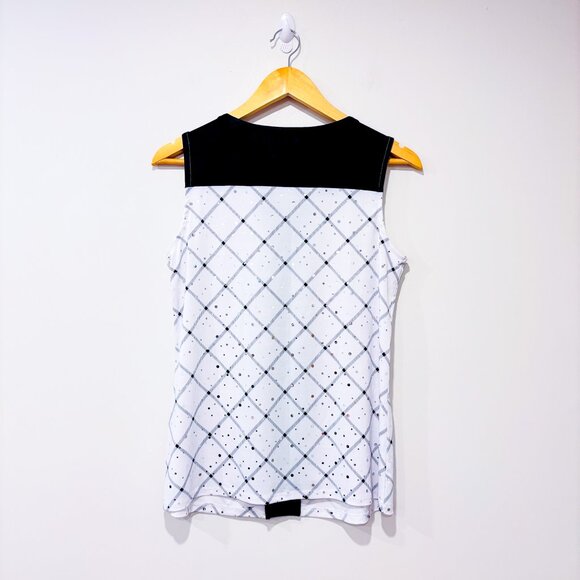 GRENIER Black & White Sequin Sleeveless Blouse with Contrast Panel | Small * - Picture 2 of 6